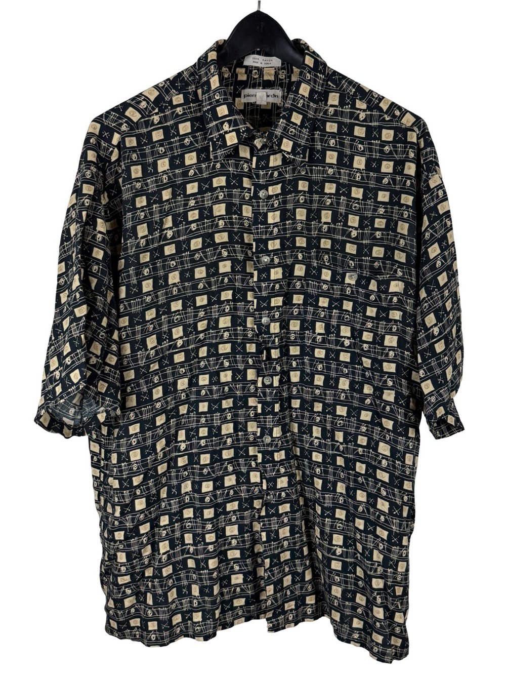 Vintage 2000s Pierre Cardin 100% Rayon Abstract Button Up Shirt Size XL